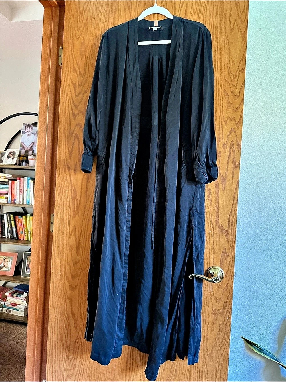 Lunya Washable Silk Long Robe Black Size XS